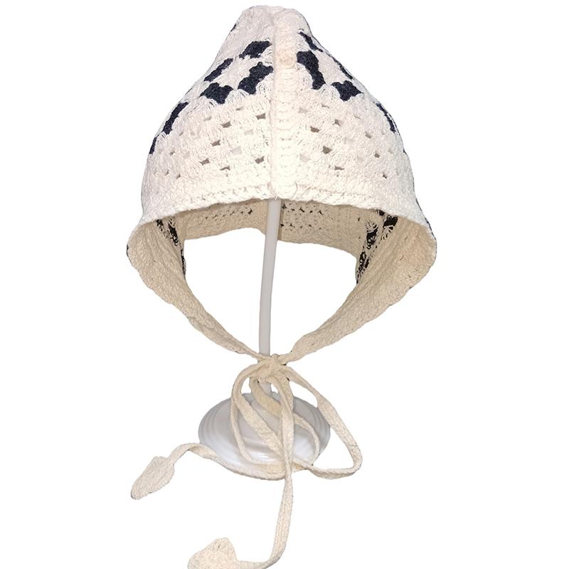 Boho Thin Hollow Handmade Crochet Hats For Women Girls Spring Summer Travel Versatile Beanies Cap Sweet Casual Turban Mesh Hat