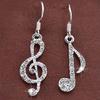 1 Paar baumelnde Ohrringe, Musiknoten-Design, funkelnde Strass-Tropfenohrringe, Dekoration, Hochzeitsschmuck