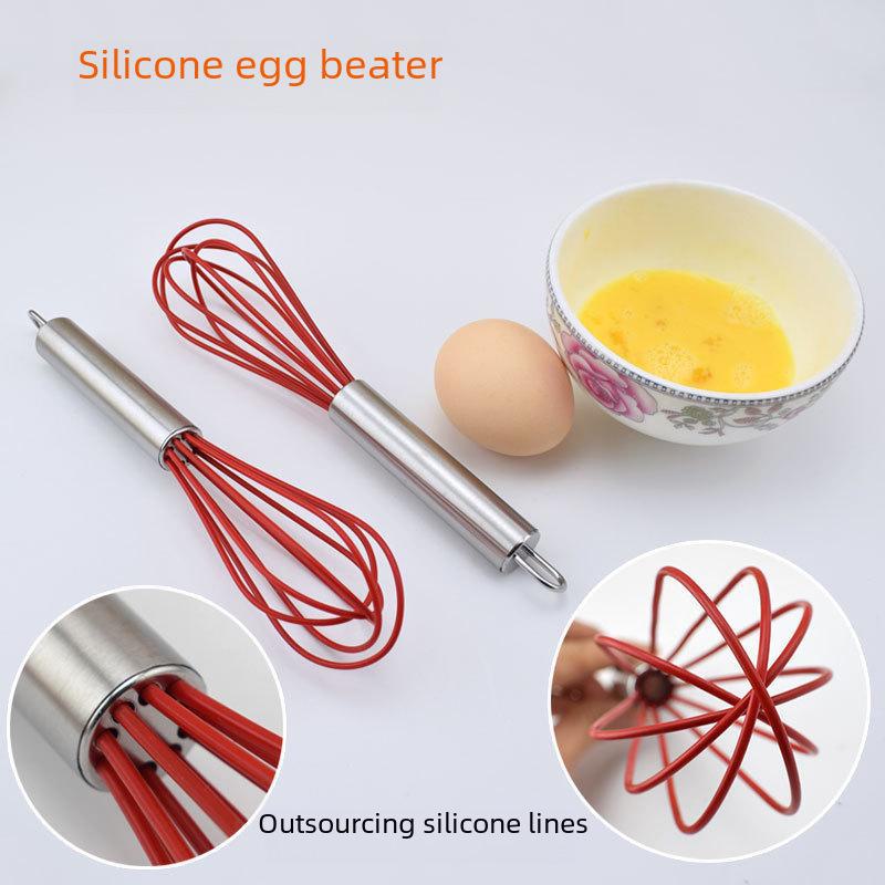 Stainless Steel Silicone Egg Beater - Manual Mixer for Baking and Cooking.