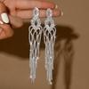 Long Tassel Earrings Full Of Diamonds, Super Flash, Light Luxury, High-End Studs, Fashion Style, Celebrity Party Exaggerated Earrings