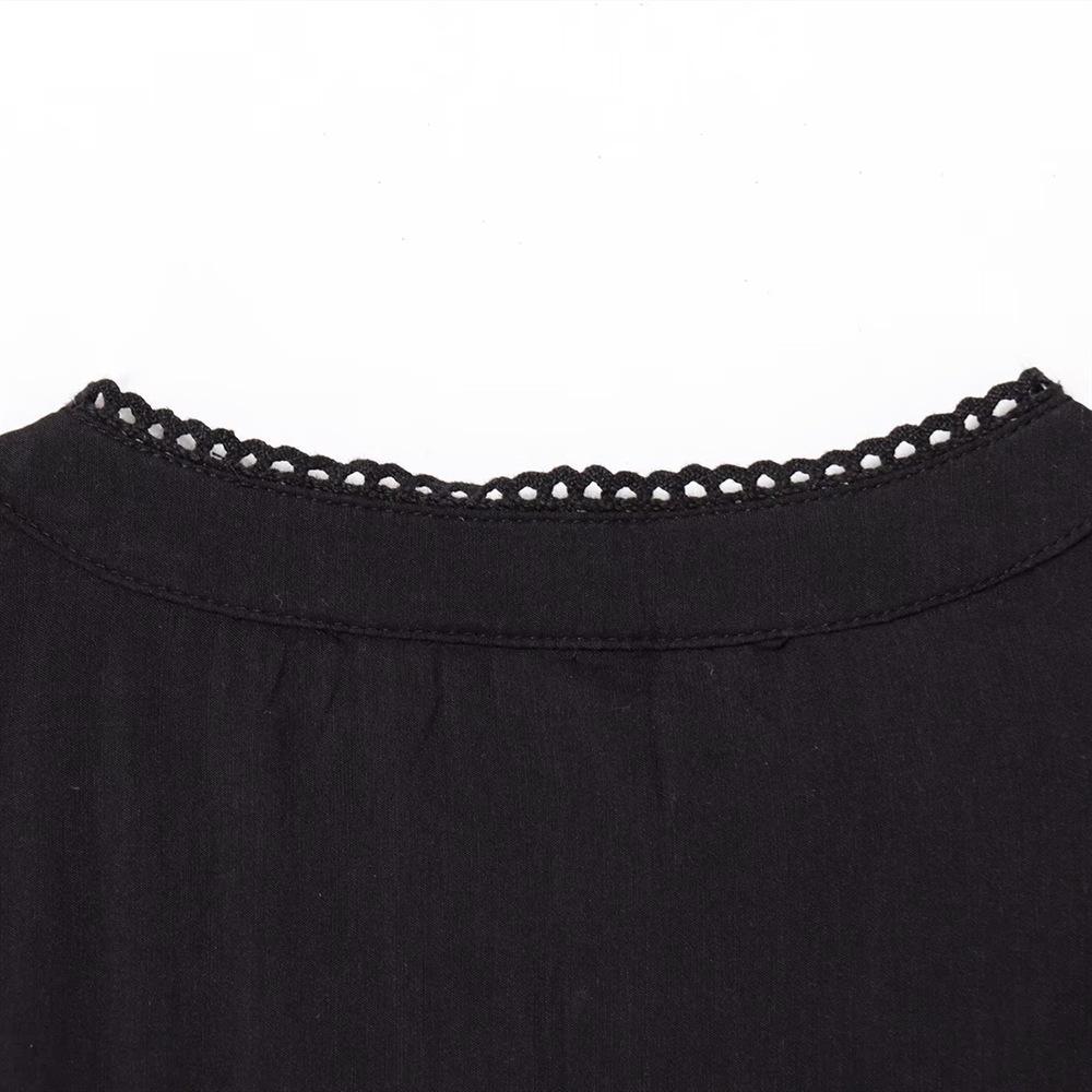 2025 Spring/Summer Women's Lace Patchwork Round Neck Top