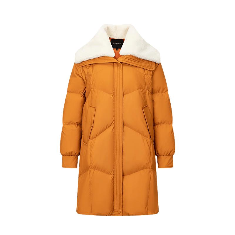 Aileyi Women s Long Faux Lamb Wool Lapel Duck Down Jacket 160/84A