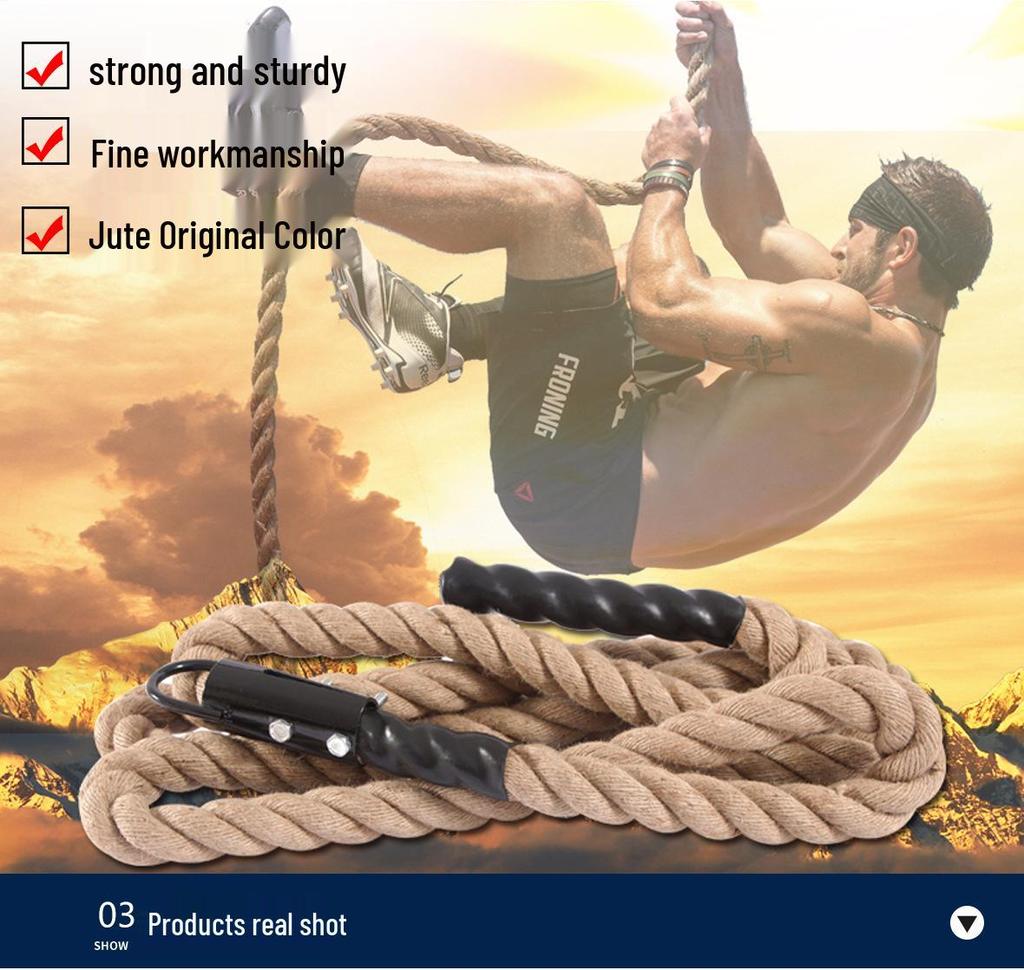 Gym & Outdoor Arm Strength Climbing and Battle Rope – Fitness, Tug of War, Swing, and Hemp Rope