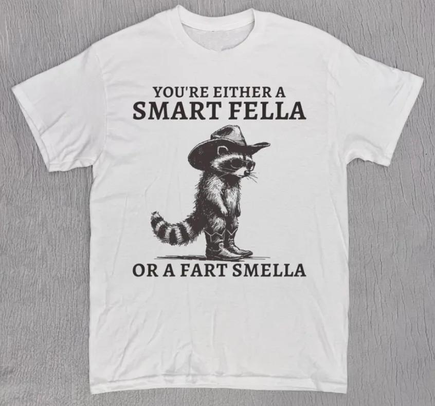Retro Smart Fella Raccoon 90s Shirt, Funny Raccoon Vintage T-shirt, Vintage 90s S