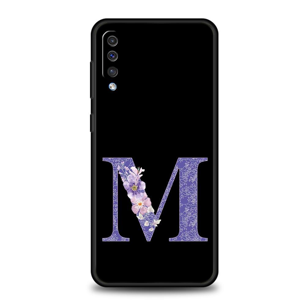 Letters Purple Flower Phone Case For Samsung Galaxy A56 A36 A26 A34 A17 A16 A06 A14 A12 A54 A72 A24 A22 A70 A52 A50 A40 A32Cover
