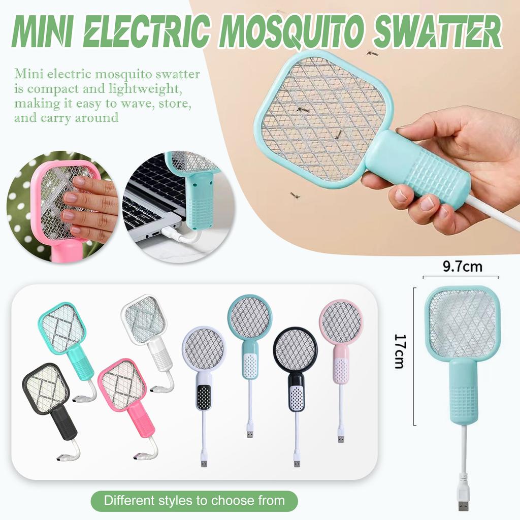 Electric Mosquito Swatter USB Mosquito Attracting Lamp Portable Electric Zapper Safety Net Zapper Fly Swatter For Indoor Outdoor Home
