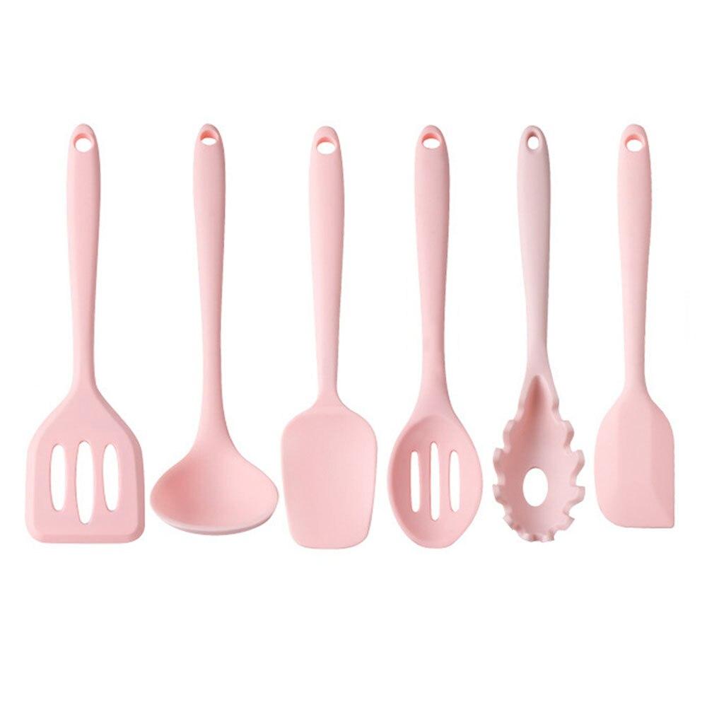 

Розовые термостойкие силиконовые кухонные принадлежности, кухонная утварь с антипригарным покрытием, силиконовая лопаточка, кухонные аксессуары, набор кухонных инструментов 6Pcs розовый