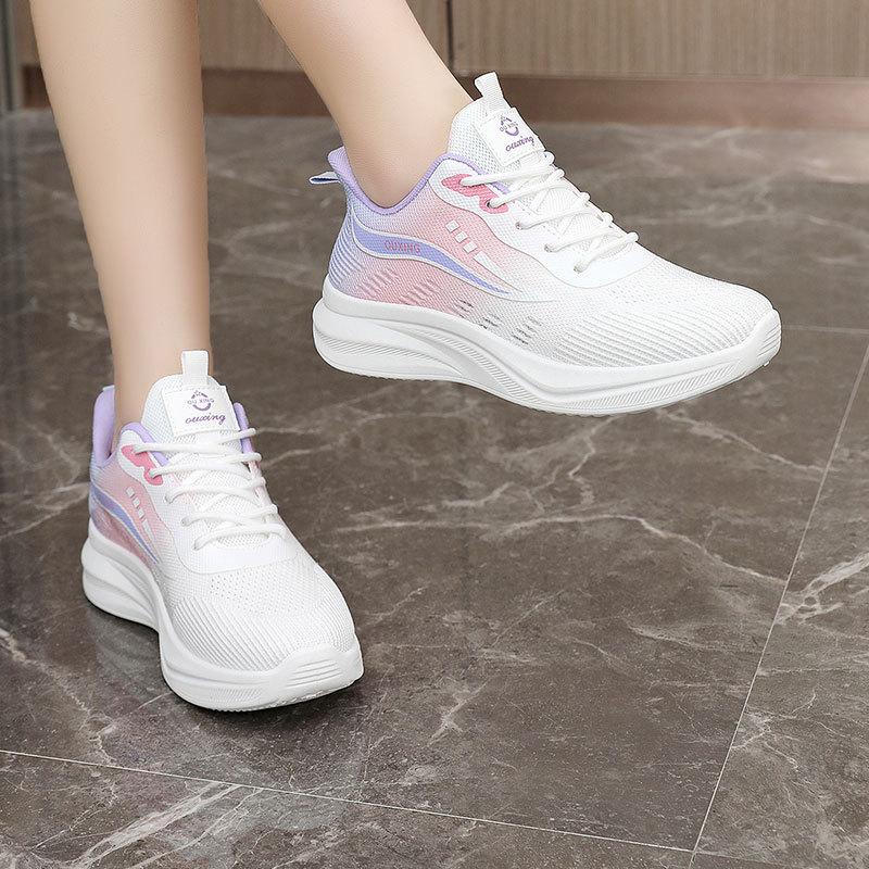 New Mesh Breathable Casual Sneakers - Thick Sole Durable Gradient Color Anti-slip Anti-Odor Soft Bouncing Cushioning Tide Shoes