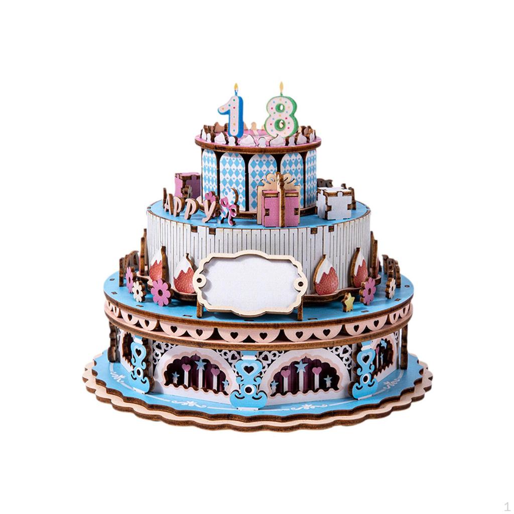 Wooden Cake Music Box Toy Development Assembly Toys Model Family
