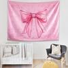 KJHL Pink Bohemian Wall Tapestry for Teen Girls, 44 x 60 Inch Cute Preppy Tapestry Wall Hanging Retro Coquette Bow Room Decor Aesthetic Tapestries