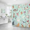 Funny Cat Shower Curtain, Black Cute Cat Flower Plant Bathroom Decor Shower Curtain, Colorful Cute Kitty Floral Animals Kids