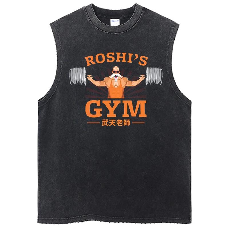 Hip Hop Streetwear Washed Sleeveless Tshirt Vintage Tank Tops Sleeveless Dragon Ball Anime Graphic Cotton Vest