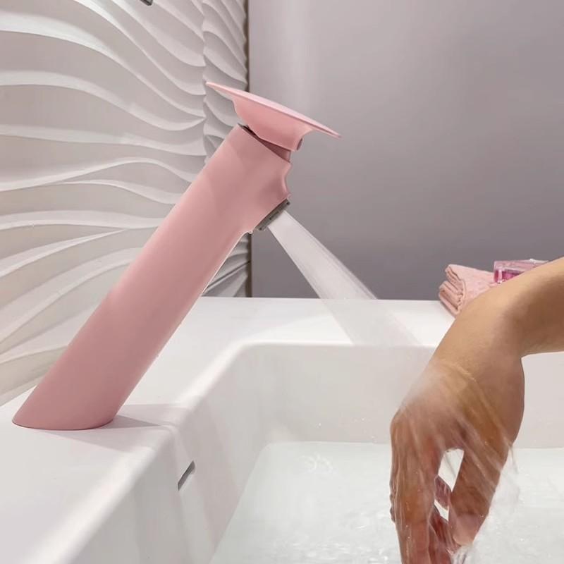 Pink Finished Bathroom Sink Faucet Copper Basin Faucet Cold & Hot Pink Water Mixer Sink Tap Single Lever Lavotory Tap