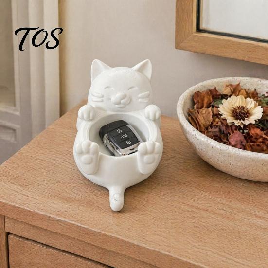 Decorazioni per Scrivania Studente Scatola Portaoggetti Gatto della Fortuna 3D, Carino Organizer per Gioielli e Denaro Statuetta Curativa per Anelli, Mini Fioriera Statuetta Decorazione per la Casa,