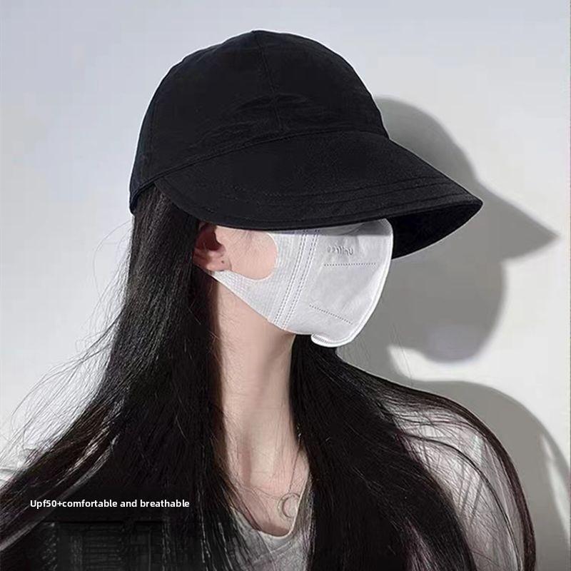 

Fisherman Hat 2026 New Autumn/Winter Women s Plain Face Covering Hat Suitable for Round Faces and Large Head Circumferences Sun Visor Cap 54-60cm чорний