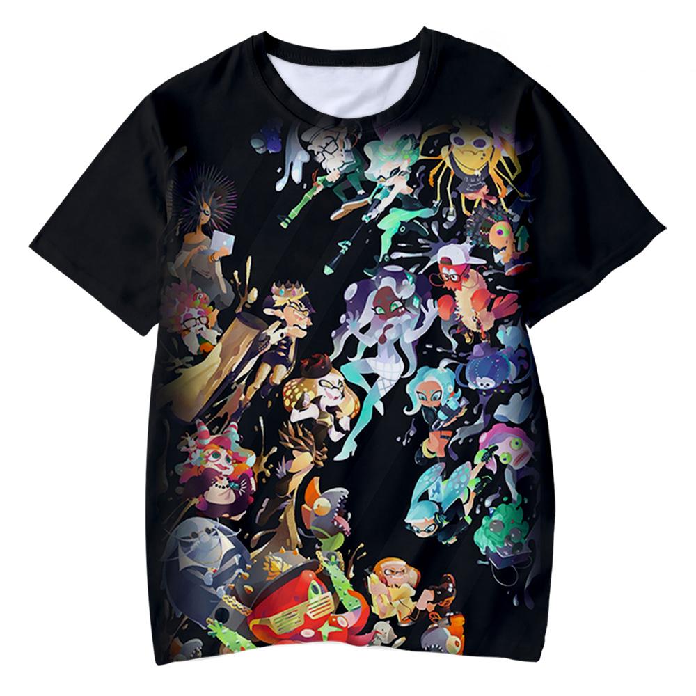 Splatoon 3 T-shirt Anime Graffiti Shooting Game Fashion Kids Casual Boys Cute Crew Neck Top
