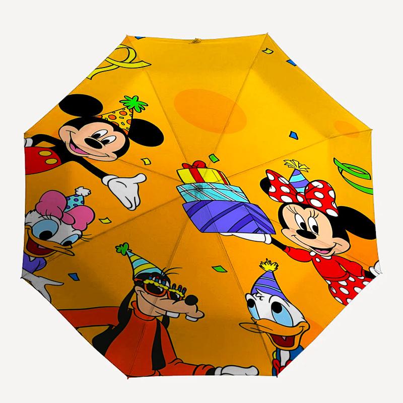 Mickey Mouse and Friends Themed Automatic Opening and Closing Umbrella, Brightly Colored 8-rib Portable Umbrella, Suitable for Men and Women, A Perfec