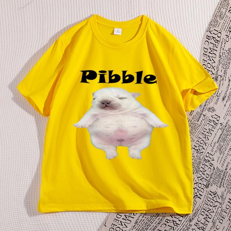 Pibble Graphic T Shirts Personality High Quality Printed Cotton Fun Tshirt Round Neck Short Sleeved Tops Streetwear Clothes