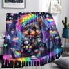 Colored Moxibustion Head Print Flannel Blanket,High Quality Comfortable for All Seasons,Home Decor,Warmth and Comfort,Perfect for Christmas Gifts
