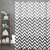 Black Gradient Wave Line Geometric Modern Minimalist Shower Curtain, Bathroom Decorative Shower Curtain, Waterproof Shower Curta