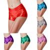 Pantaloncini aderenti metallizzati lucidi da donna, pantaloni corti riflettenti, pantaloni da rave a vita alta, intimo da discoteca, abbigliamento per feste