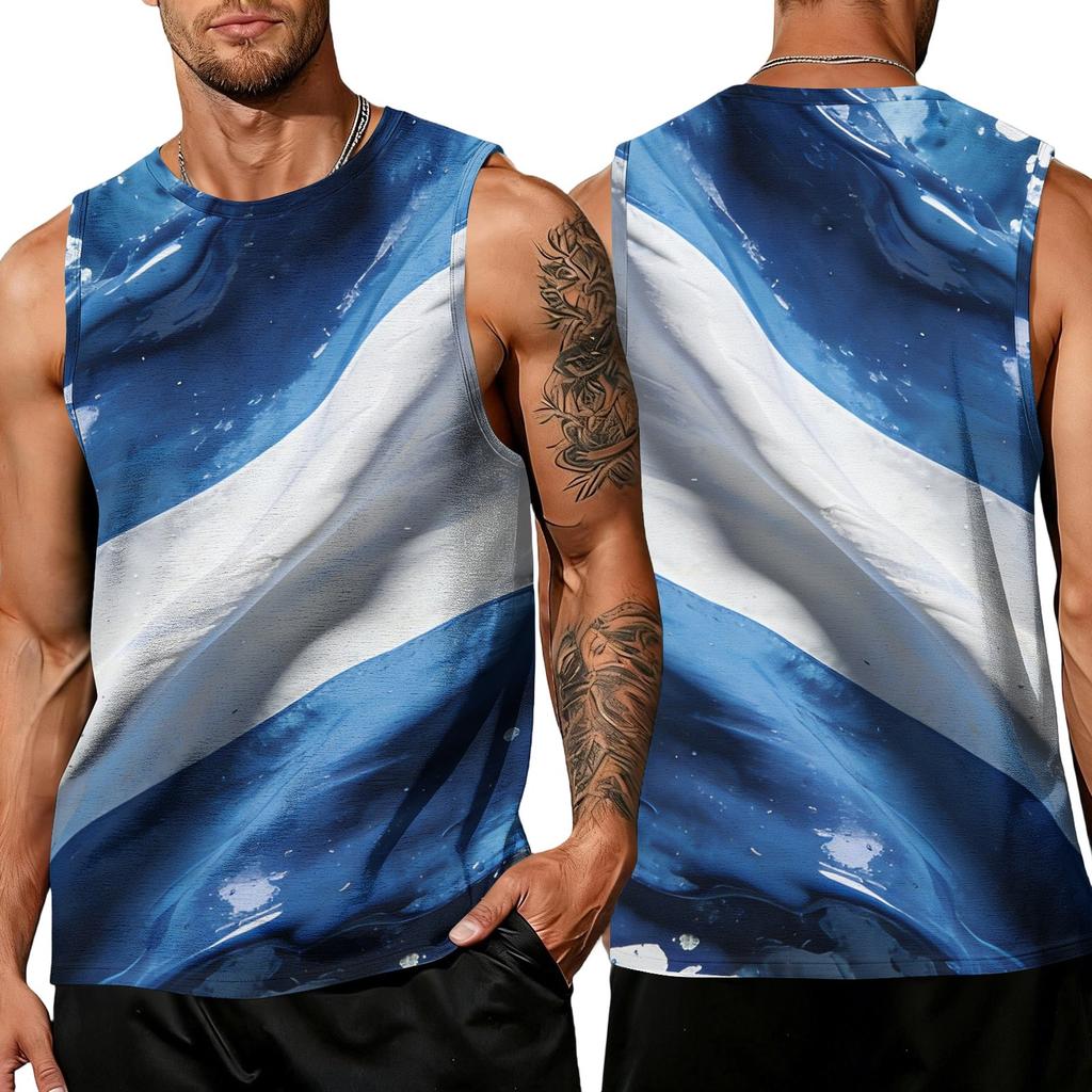 Ärmelloses Tanktop für Herren mit abstraktem Tintenmuster, athletische Passform, atmungsaktive Sport-Freizeitweste für Aktivitäten im Freien und in Innenräumen