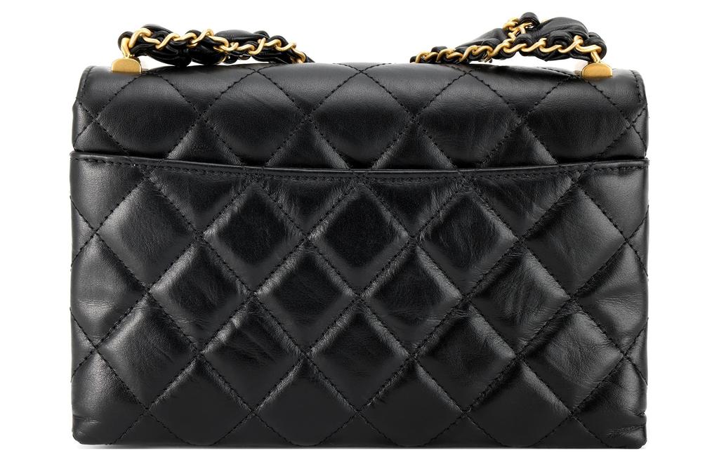 Chanel 23k 19 Hobo Lingge Leather Chain Sewing Leather Tofu Bag Handheld Shoulder Bag Women'S Black