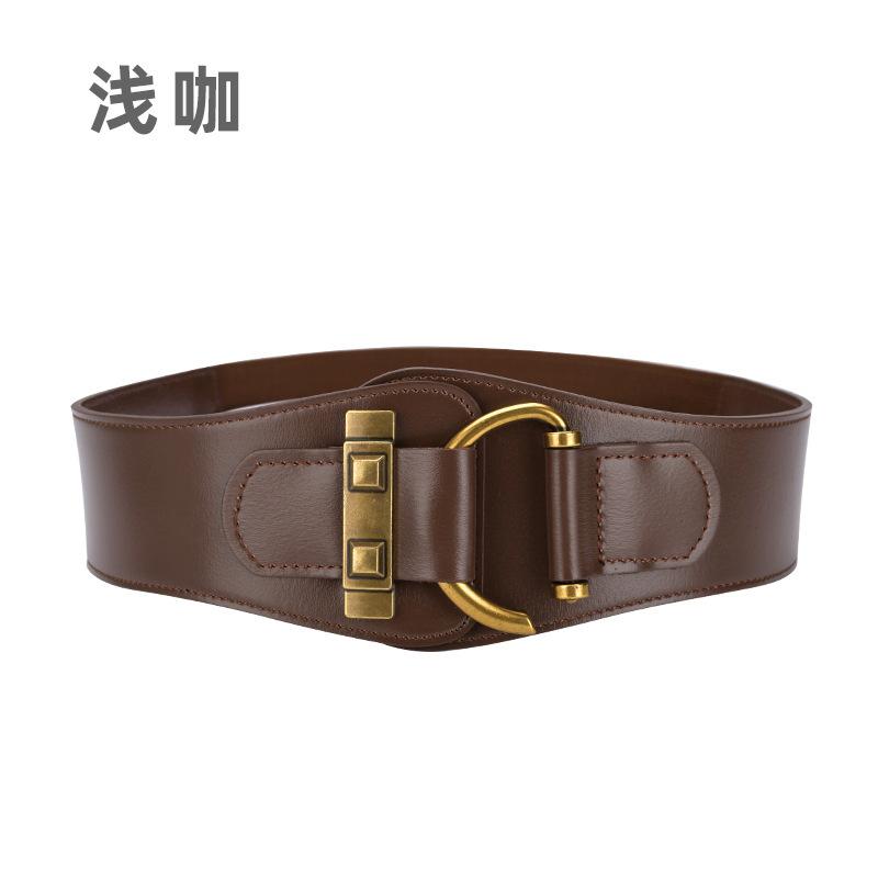 

Retro Style Leather Belt, Waist-Cinching Elastic Belt for Women, Adjustable Belt for Coats and Down Jackets 65cm-75cm кофейный