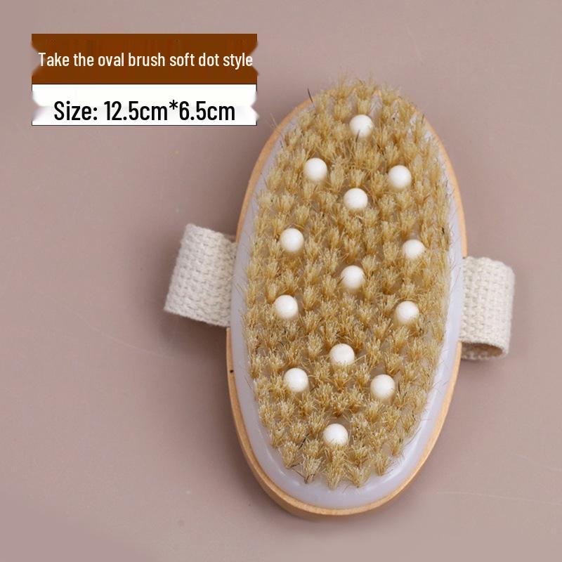 Boar Bristle Double-Sided Back Scrubber Brush with Wooden Long Handle