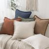 Decorative Linen Fringe Throw Pillow Cover Cozy Boho Cushion Cover with Tassels Soft Accent Pillowcase for Couch Chair Sofa Bed