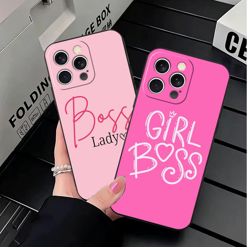 Girl Boss Lady Pink Soft Phone Case for iPhone 16 16E 17 Air 15 Pro Max 14 Plus 13 Mini 11 12 7 Black Cover Back Shell