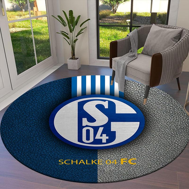 FC Schalke 04 Round Area Rug,Carpet Rug for Living Room Bedroom Sofa Playroom Decor,Non-slip Floor Mat