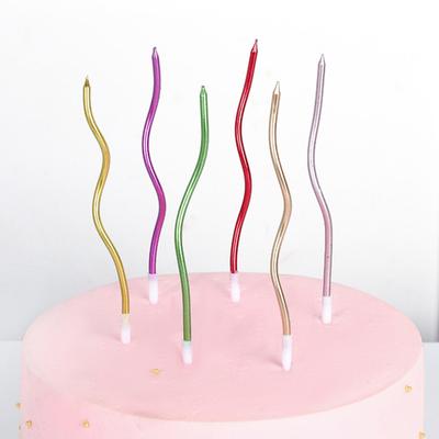 6pcs/ Box Paraffin Wax Colorful Birthday Cake  Candles Spiral Birthday Party Supplies