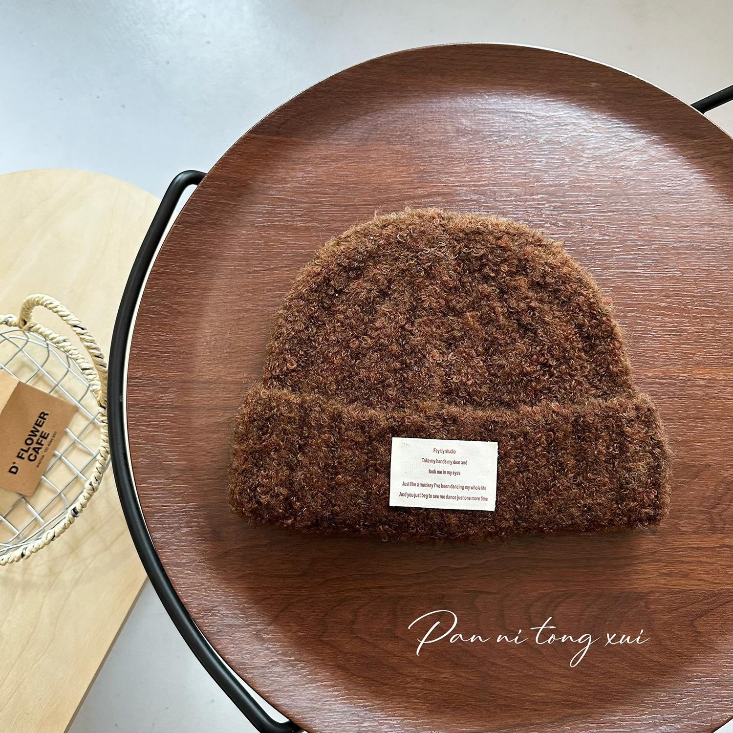 

Letter Mark Circle Yarn Women s Knitted Hat Autumn and Winter New Fashion Versatile Hat Winter Warm Ear Protection Casual Woolen Hat one size