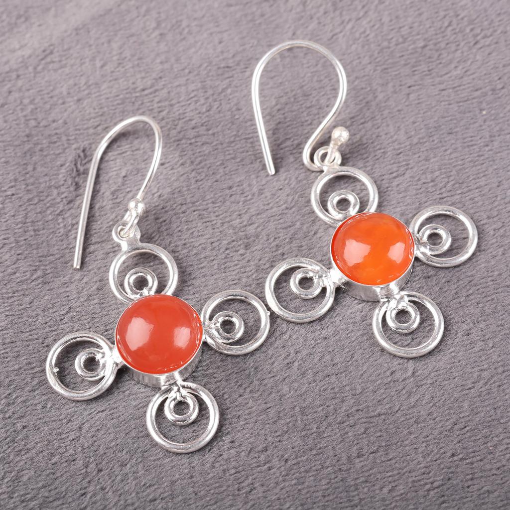 Carnelian 925 Solid Sterling Silver Earrings, Handmade Gemstone Earrings Jewelry, Gifts For Wife Designer Earrings For Grandma Gift