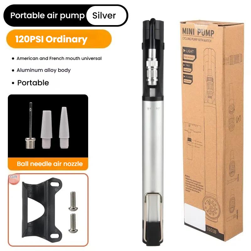High-Pressure Portable Mini Bicycle Pump with Gauge Schrader Presta Valve Air Inflator for Bike Air Shock Pump