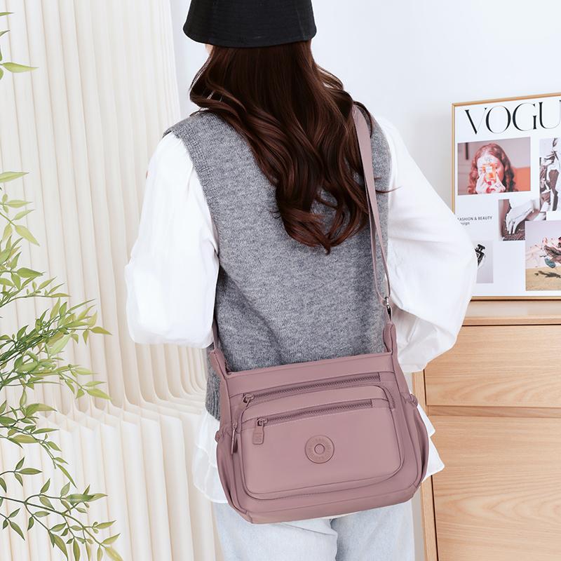 Women's Bag Multi-Layer Zipper Shoulder Bag Nylon Crossbody Bag