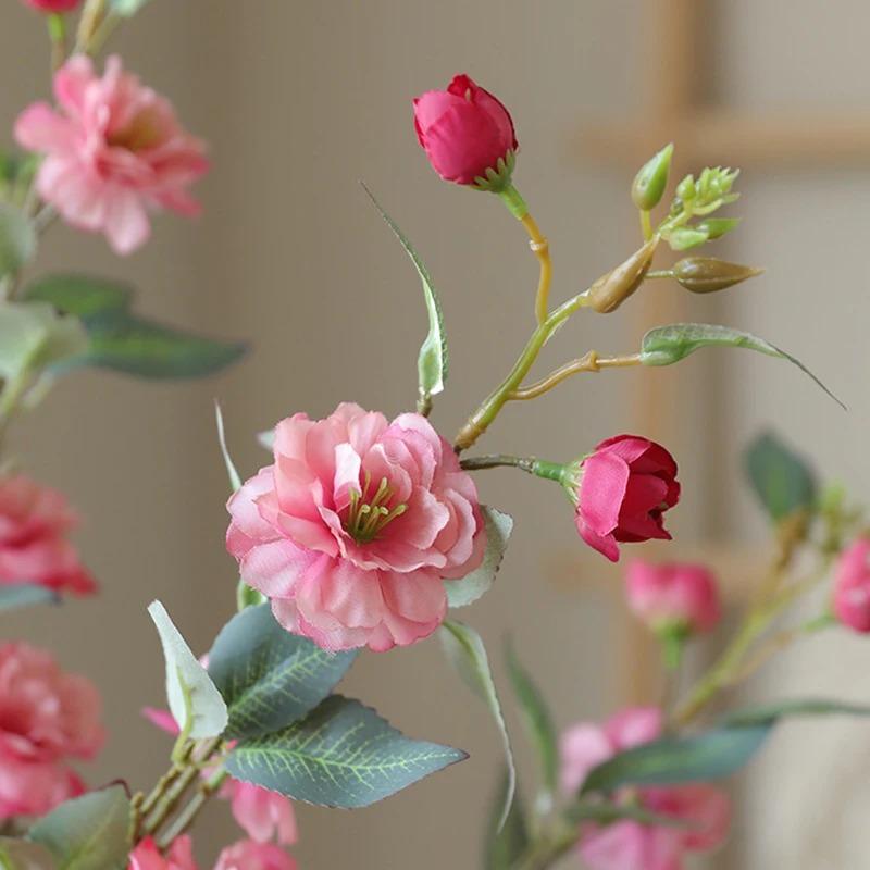 2pcs New Camellia Simulated Flower Long Branch With Fake Leaves Artificial Flower Wedding Home Table Decor Flores Artificiales