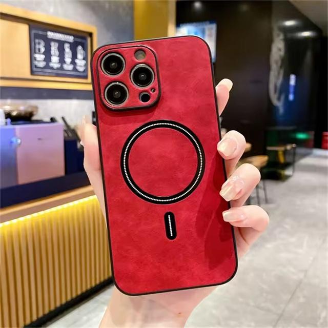 For Magsafe Leather Shockproof Phone Case For iPhone 17 Air 16 15 14 12 13 Pro Max Plus Soft Wireless Charge Cover Cases