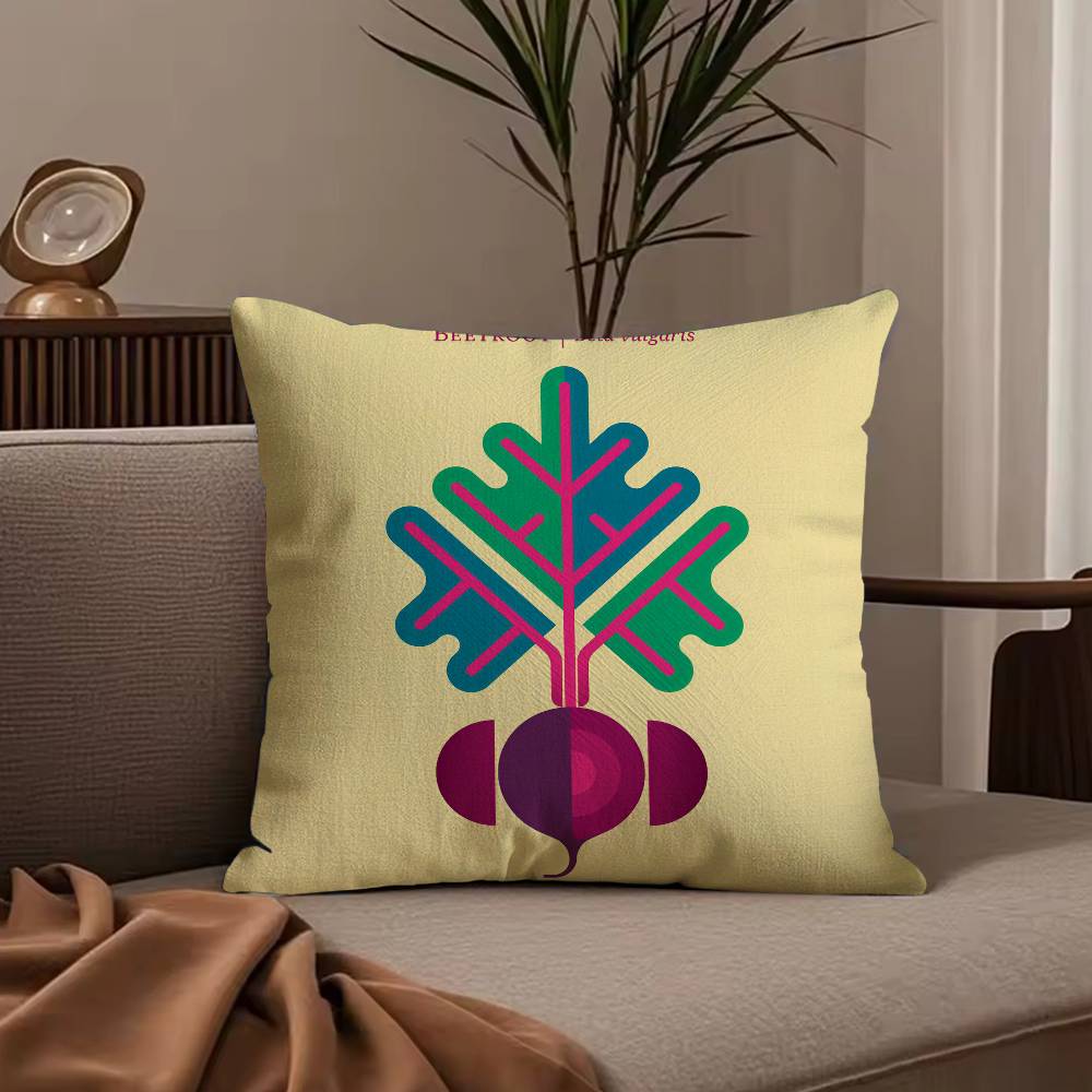Vegetable Lovely Simple Pillow Case Anti-dustmite Pillowcase Invisible zipper silky short plush Sofa cushion cover
