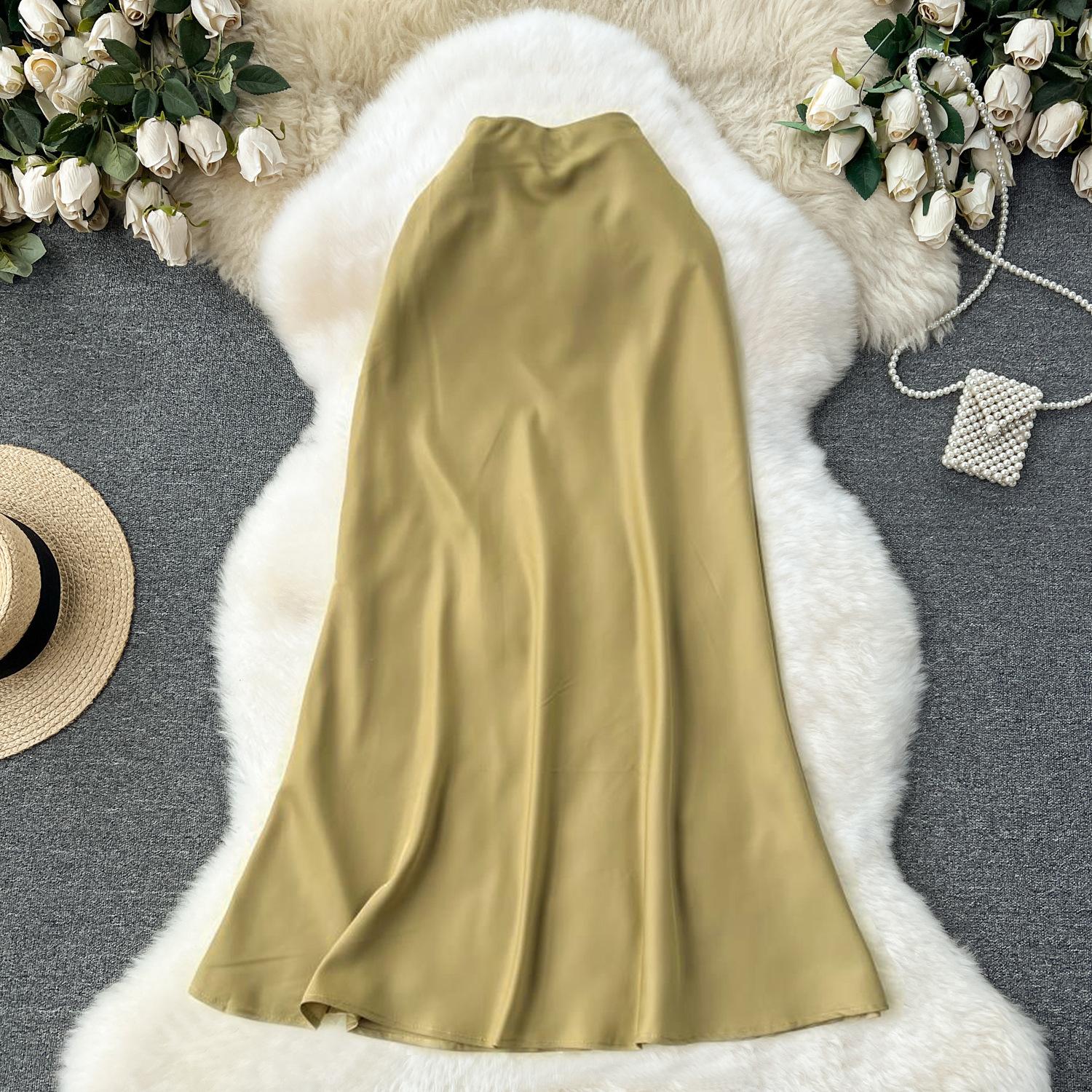 

Высококачественная атласная юбка для женщин. Утягивающая юбка средней длины с фасоном «рыбий хвост». M жёлтый