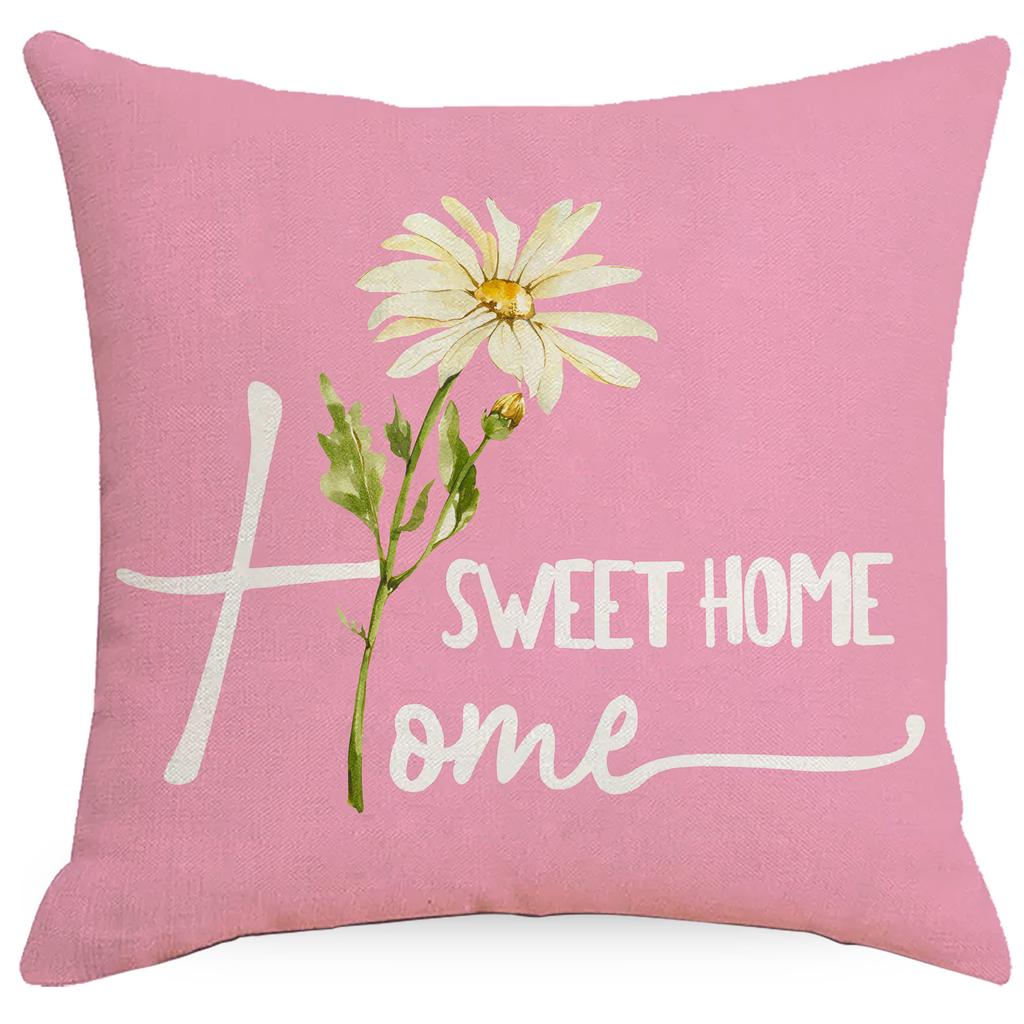 Spring and Summer Home Decoration Sofa Pillow Set Combination Floral Pillow Case Linen Single-sided Printed Bedside Pillow Seat Cushion