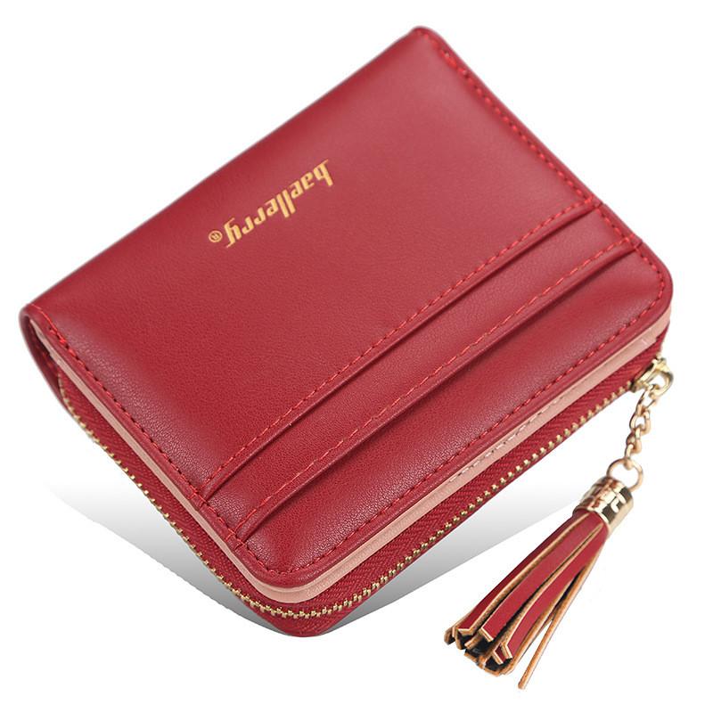 Womens Short Wallet Pu Leather Multicard Holder With Tassel Decoration For Daily Use