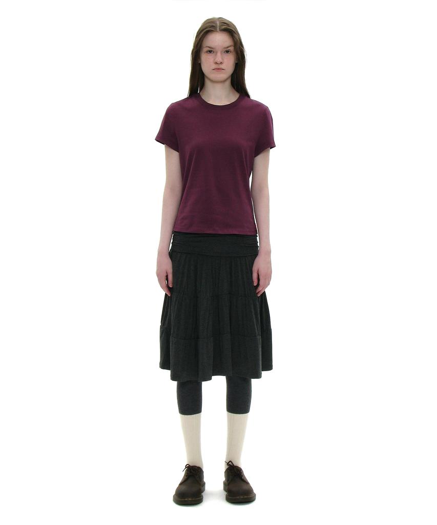 Partimento Woman Pwc Jersey Shirred Tiered Midi Skirt_Charcoal Melange