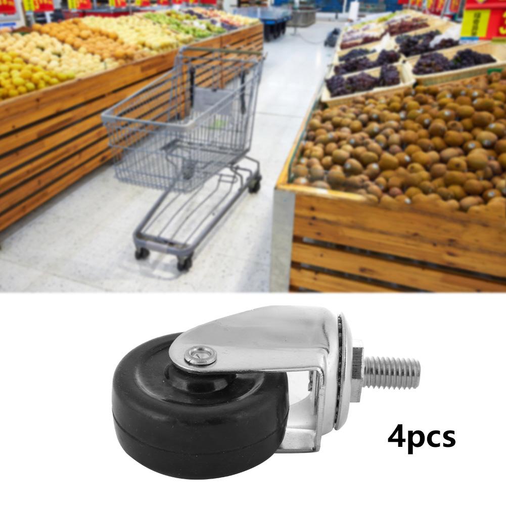 4pcs 2 Inch Swivel Caster Rubber Threaded Stem Roller Wheel for Trolley Furniture