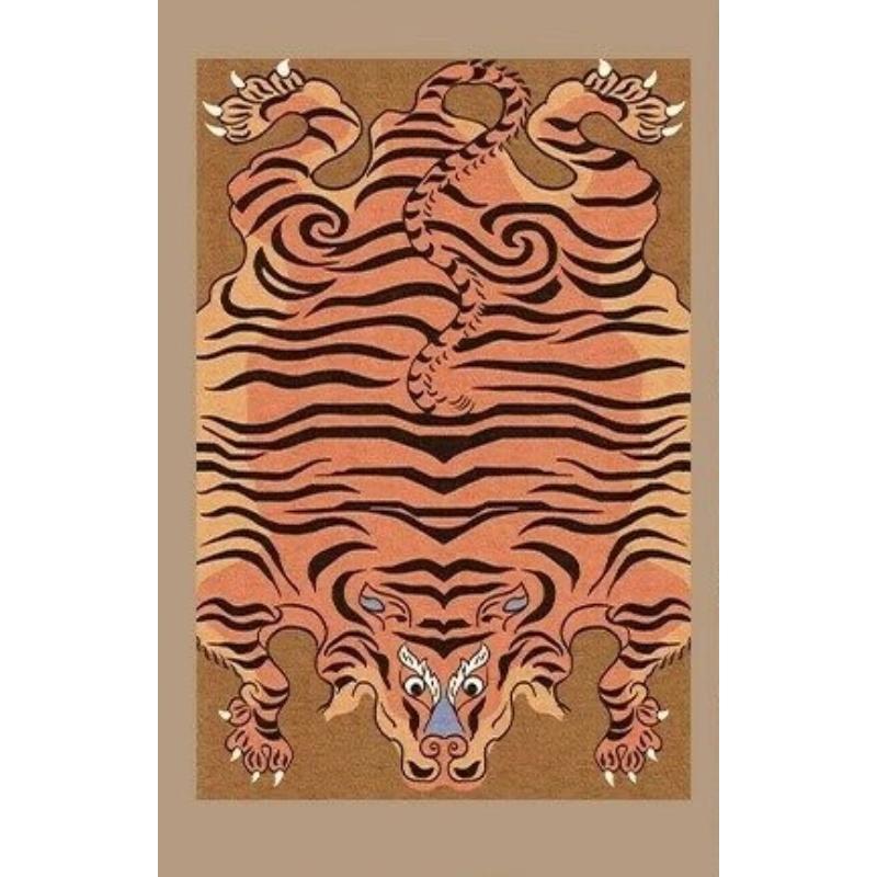 Bedside Soft Bedroom Mat Fluffy Soft Plush Living Room Carpet Large Area Machine Washable Foldable Rug Tiger Stripe Mats
