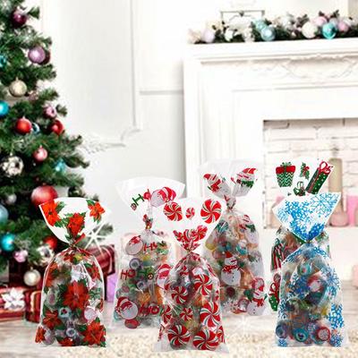 Plastic Gifts Box Snowflakes Snowmen Candy Treat Bag Biscuit Bags Xmas Candy Bags Merry Christmas
