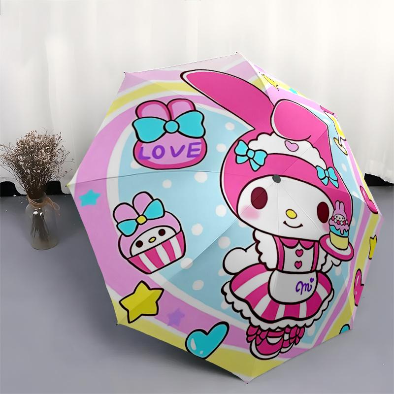 1pc My Melody Automatic Opening Folding Umbrella with Blue Bow Design - Perfect for Fans, Travel, Everyday Use, and Festive Gifts!K036