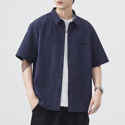Summer Thin Japanese Retro Short-sleeved Shirt Men's American Trend New Loose Mid-sleeved Shirt