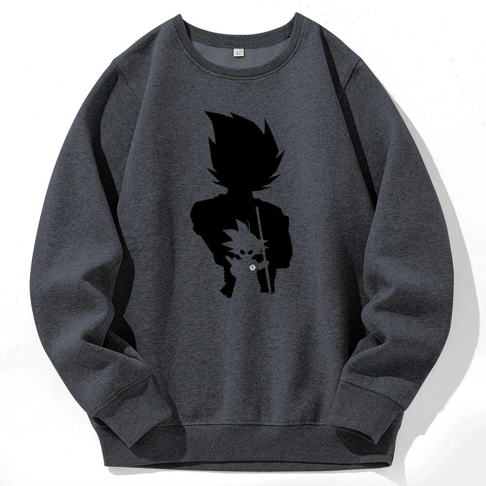 Японские толстовки в стиле DBZ с героями мультфильмов для унисекс модные большие топы из технического флиса толстовки в стиле Харадзюку в стиле аниме одежда унисекс с круглым вырезом L 4873₽
